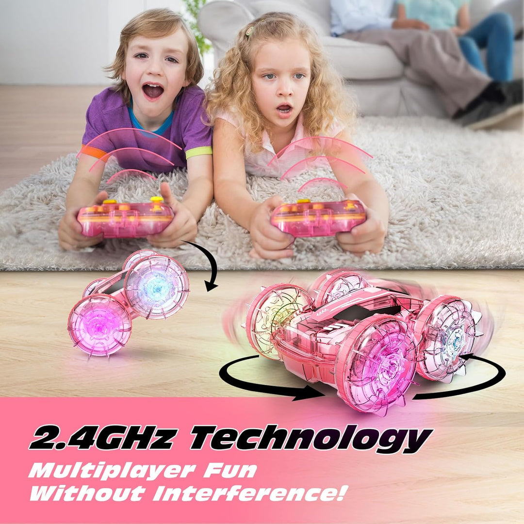 Tecnock 2024 Amphibisches Ferngesteuertes Auto Boot für Kinder, 4WD RC Stunt Auto mit Handsteuerung,