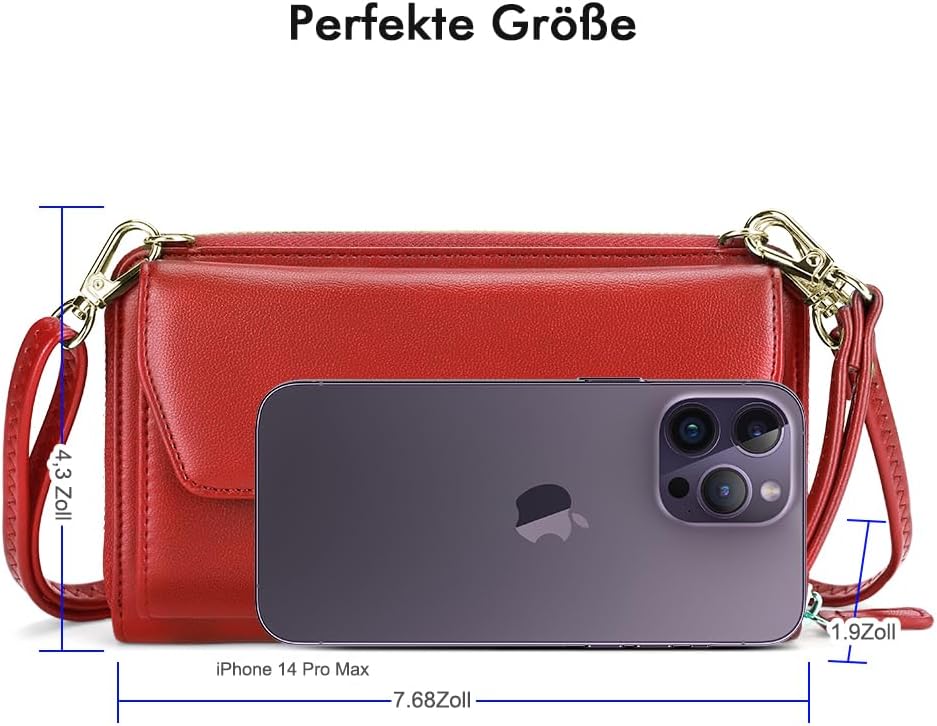 nuoku Geldbörse Damen mit RFID, Kleine Portemonnaie Damen mit Kreditkarten Etuis, Handytasche zum Um