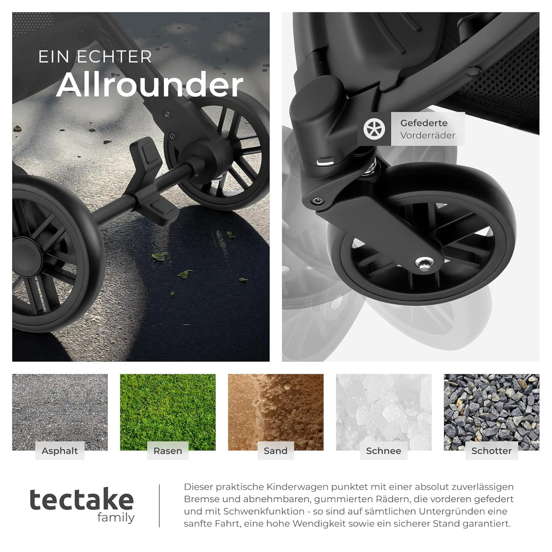 tectake® Buggy Kinderwagen von 0 bis 3 Jahre, Wagen für Baby Erstausstattung Neugeborene und Kinderb