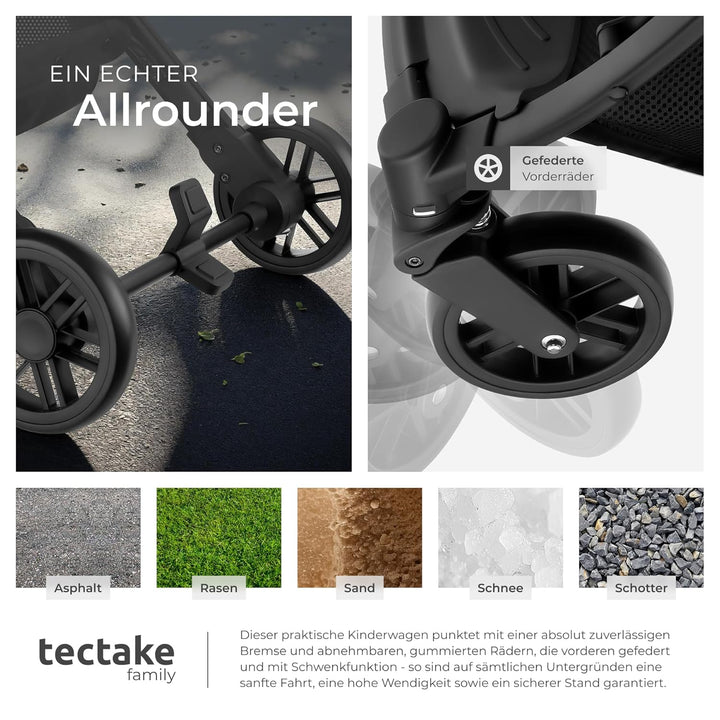 tectake® Buggy Kinderwagen von 0 bis 3 Jahre, Wagen für Baby Erstausstattung Neugeborene und Kinderb
