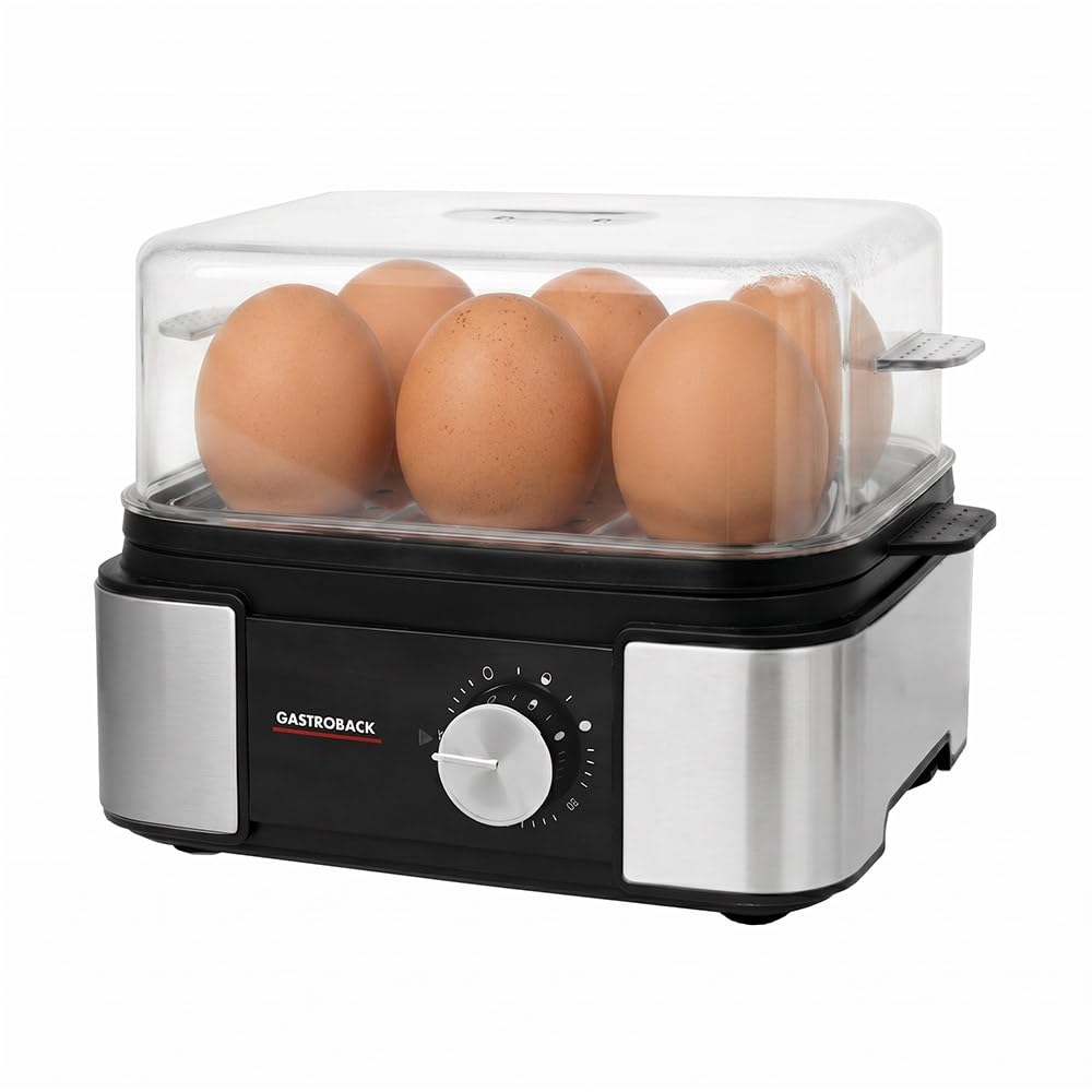 GASTROBACK Mini Eierkocher 6 Eier Edelstahl - Egg Cooker Electric | Abschaltautomatik - Egg Boiler A
