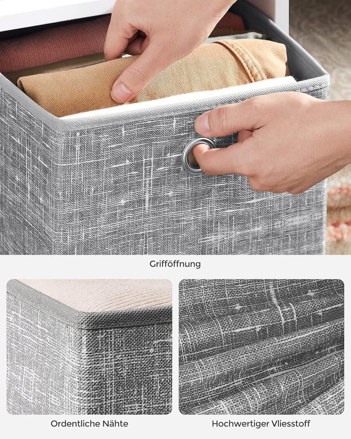 SONGMICS Aufbewahrungsbox, 6er Set, Ordnungsboxen aus Vliesstoff mit Griff, Boxen Aufbewahrung, 26 x