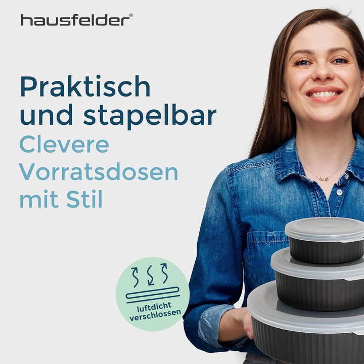 Hausfelder Vorratsdosen, 6er Set, 2x2 | 6er Set, 2x2, mit Deckel, Vorratsdosen, Frischhaltedose, Gef