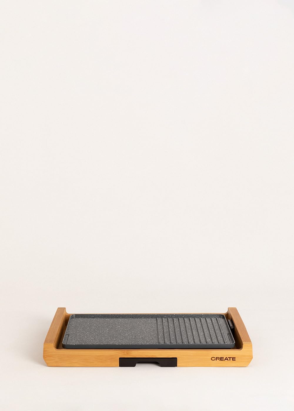CREATE/STONE FLAT BAMBOO/Elektrische Grillplatte/Grillplatte mit doppeltem Grillmuster, Bratplatte u