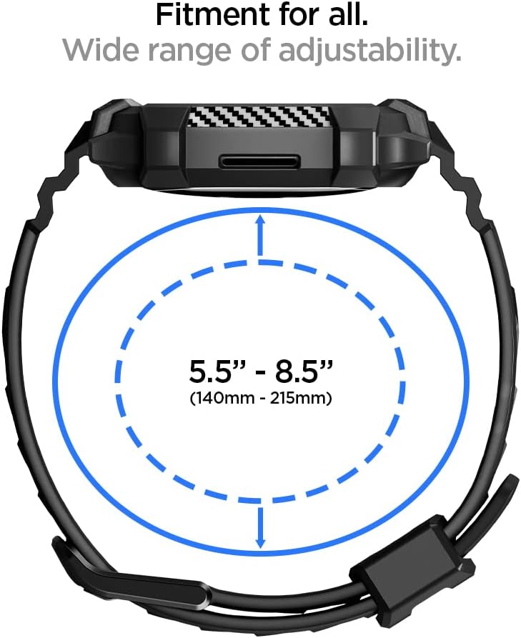 Spigen Rugged Armor Pro Hülle mit Band für Fitbit Versa 4 / Sense 2 | TPU-Unibody-Hülle mit Armband,