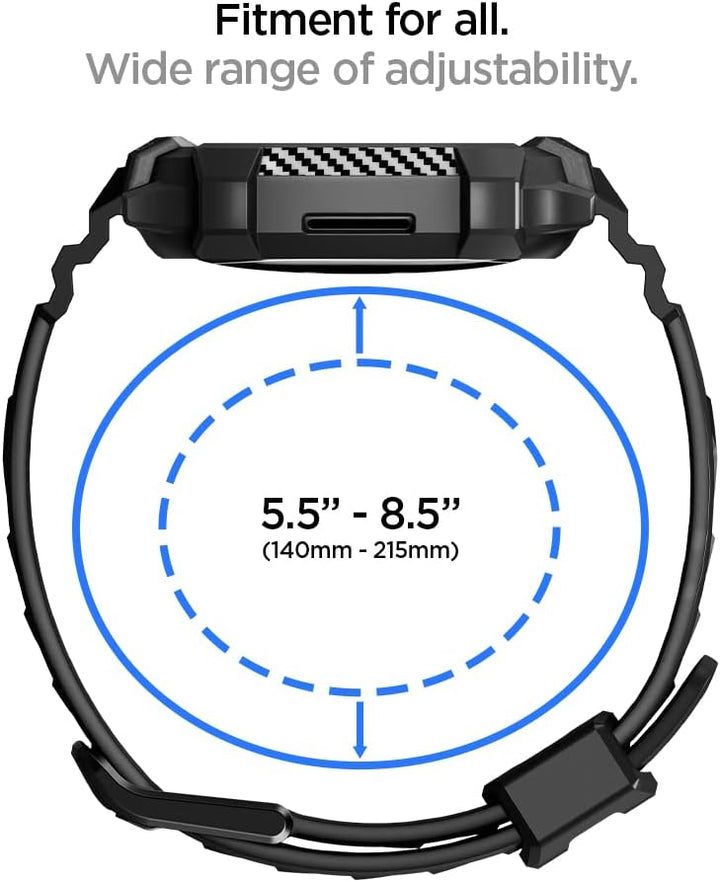 Spigen Rugged Armor Pro Hülle mit Band für Fitbit Versa 4 / Sense 2 | TPU-Unibody-Hülle mit Armband,