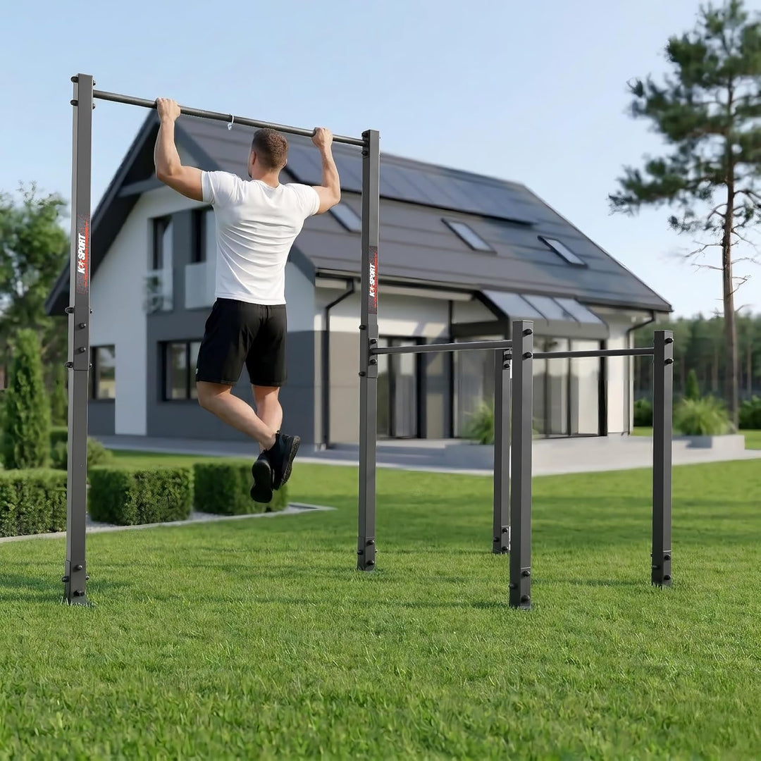 K-Sport: Stationäre Outdoor Klimmzugstange + Dip Station I Wetterfeste Kraftstation mit Pull-Up Bar