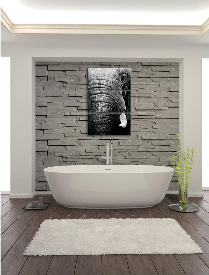 Pixxprint Elefant im Porträt als Leinwandbild/Grösse: 3 Teilig (120x80) cm/Wandbild/Kunstdruck/ferti