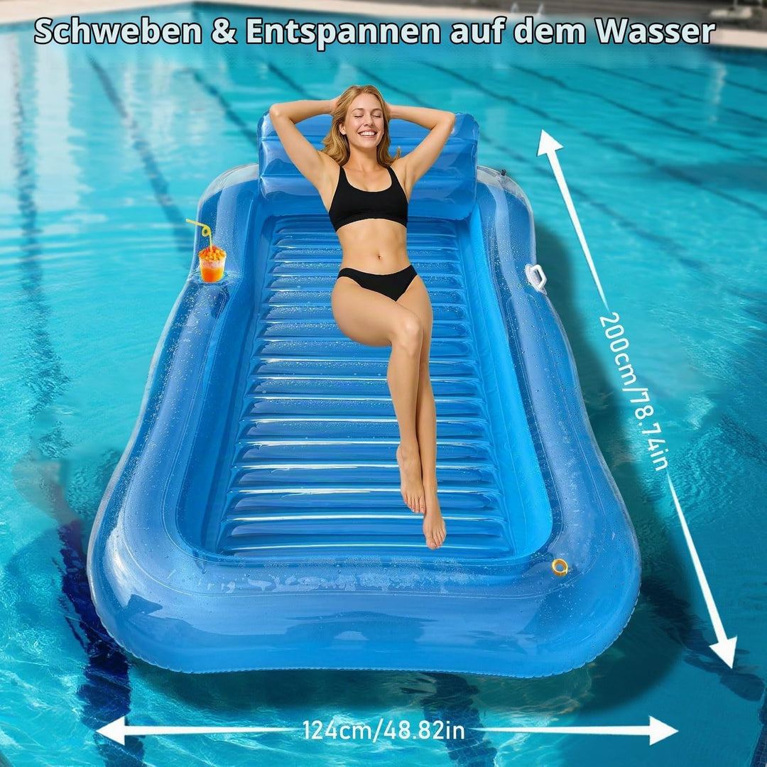 Luftmatratze Pool Erwachsene,Aufblasbarer Sonnenpool mit Getränkehalter,Griff und Rückenlehne,Luftma