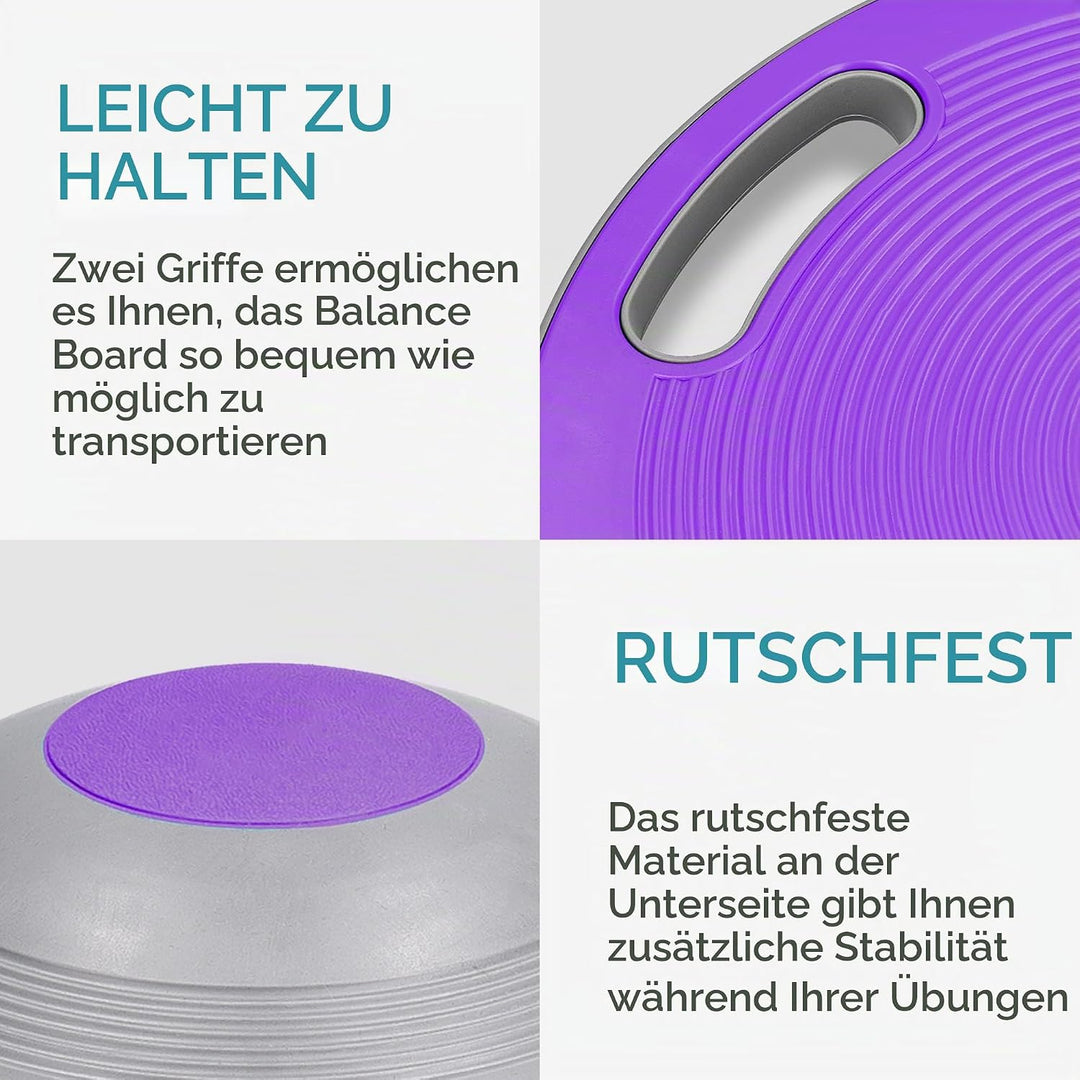 Navaris Balance Board mit Griff - Therapie Kreisel Wackelbrett - Fitness Reha Balance Kraft Training