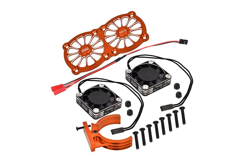 Aluminium 7075-T6 Motor Heatsink with Dual Metal Frame Cooling Fan and Adjustable Mount for 1:5 Arrm