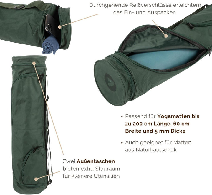 Bodhi Yogatasche ASANA Bag | Spritzwasserfeste Sporttasche | Aussentaschen für extra Platz | Polyest
