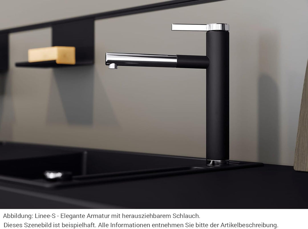 BLANCO LINEE-S anthrazit/chrom | Hochdruck | Mit herausziehbarem Schlauch | Rückflussverhinderer | K
