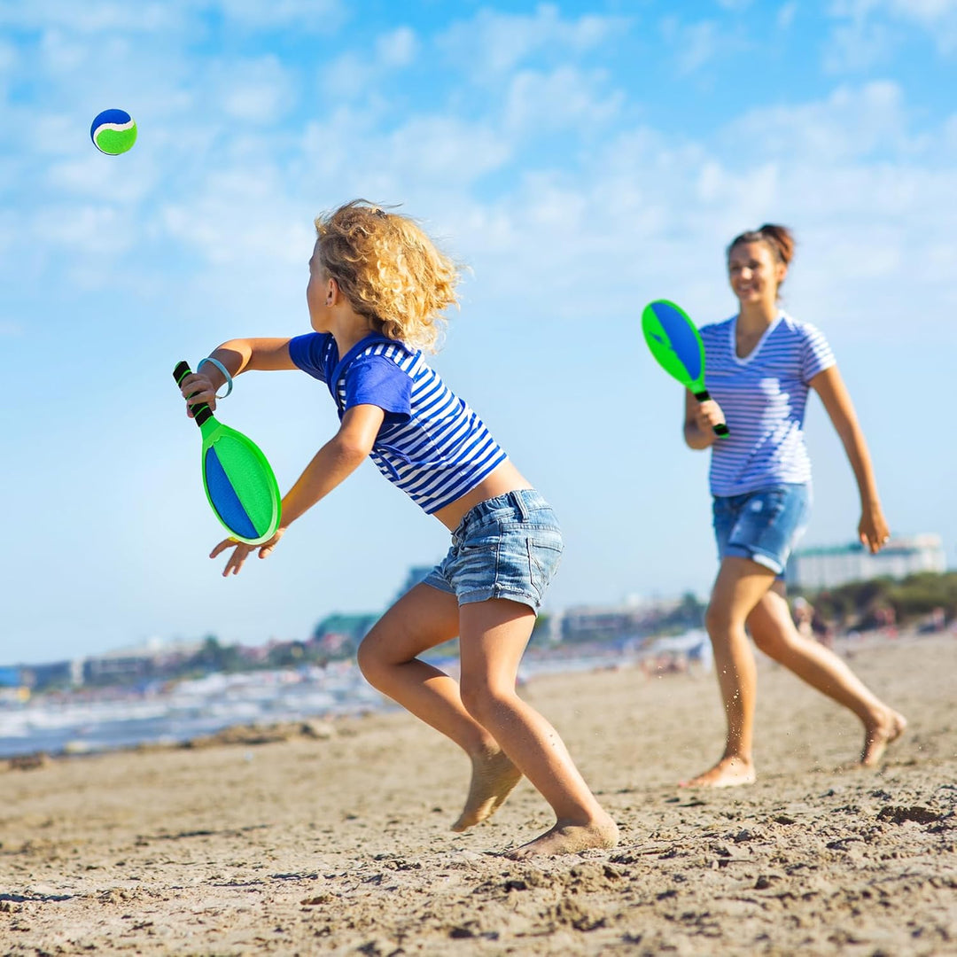 U&C Planet Beachball Set Strandtennis Set Paddle Ball Spiel Klettballspiel Strandschlägerset für Kin