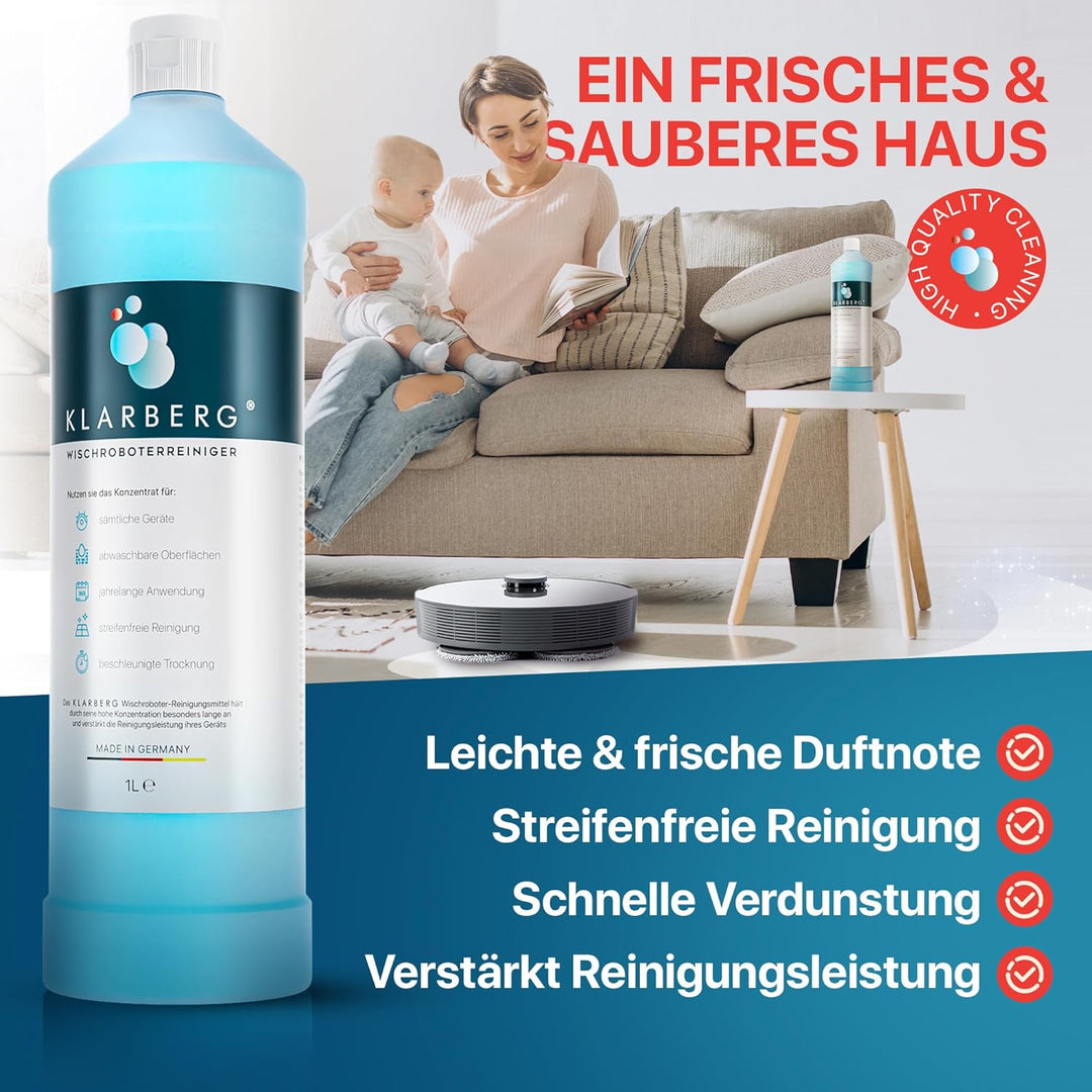 KLARBERG® 1L Bodenreiniger Wischroboter Reinigungsmittel Konzentrat 1:100 I Frischer Duft mit unsere