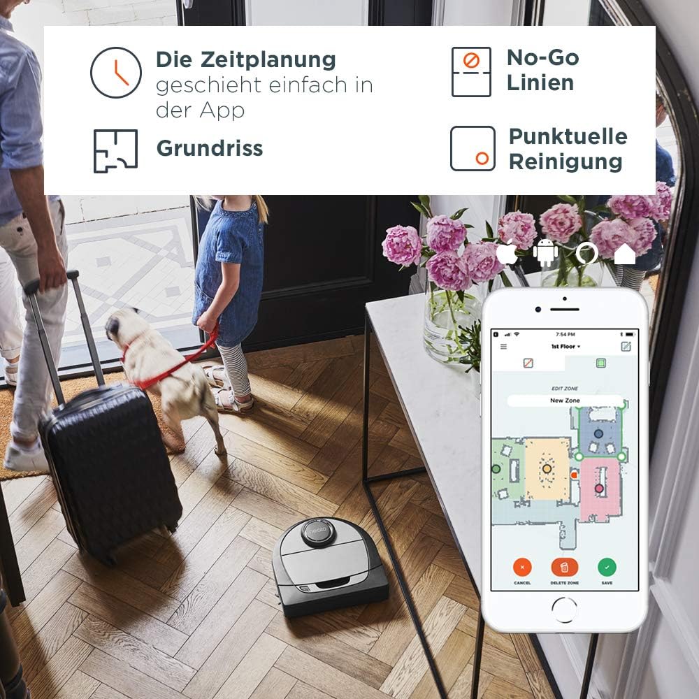 Neato Robotics D7 Saugroboter, Eckenreinigung mit exklusivem Haustierzubehör für Teppiche und Hartbö