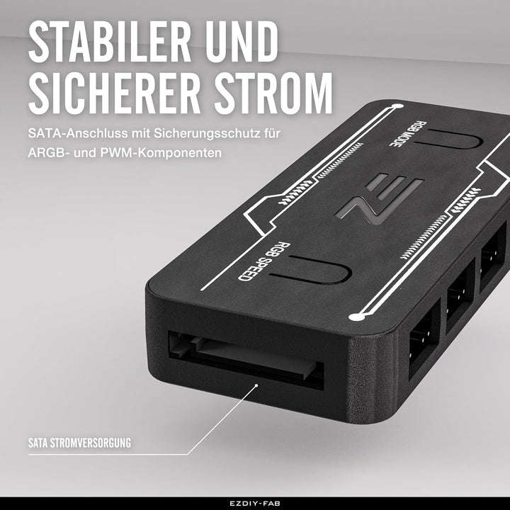 EZDIY-FAB DE2-065-5 fan hub-PWM Fan Hub mit ARGB-Erweiterungsports