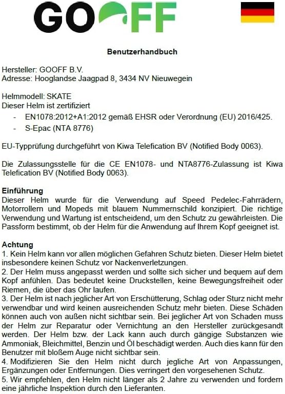 GOOFF Skatehelm - CE &amp; NTA Zertifiziert - Skatehelm für Erwachsene und Kinder - auch als Fahrrad &amp; S