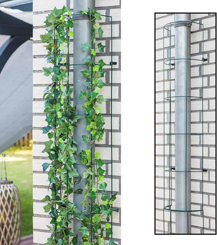 Rankgitter in grün aus Metall für Fallrohre - 200 cm - halbrundes Gitter Pflanzengitter Regenrohr