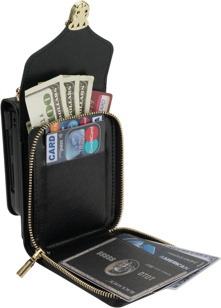 UDBKKDX Brieftasche Handyhülle für Samsung Galaxy Z Flip 3, Schnalle Frauen Mattes Leder hülle mit B