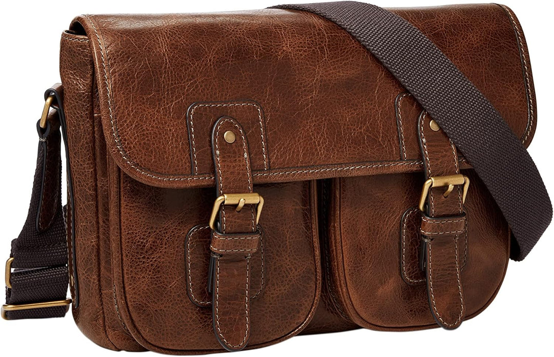 Fossil Herren Greenville Leder Messenger Bag, MBG9560222 40,7 cm L x 7,0 cm B x 29,3 cm H Hell Braun
