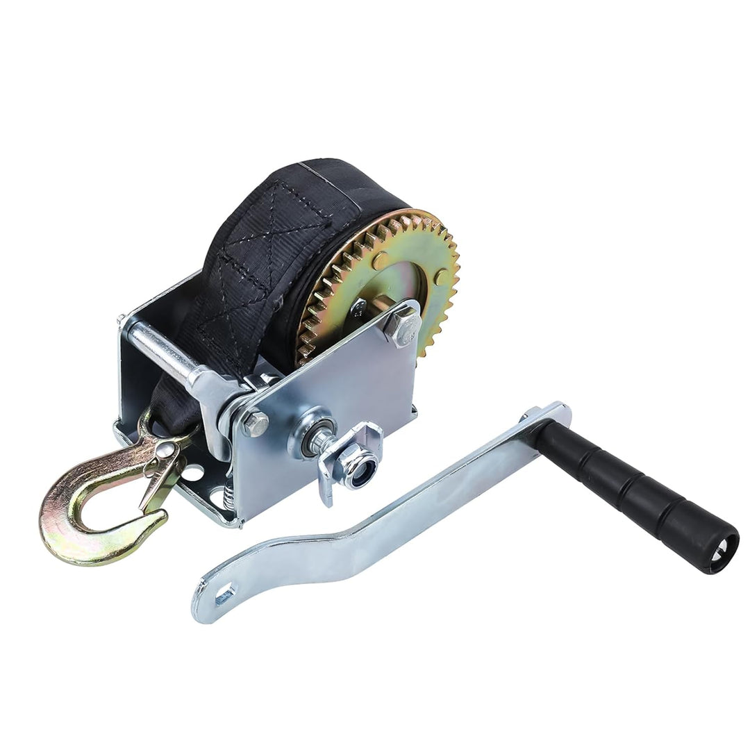 BOOMSTART Schwerlast Handwinde, 270 kg/600lbs Bootswinde Seilwinde mit 6m Gurt, Handbuchwinde Gurtwi