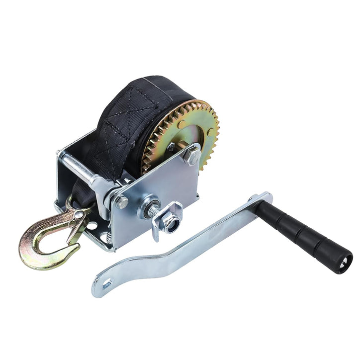 BOOMSTART Schwerlast Handwinde, 270 kg/600lbs Bootswinde Seilwinde mit 6m Gurt, Handbuchwinde Gurtwi