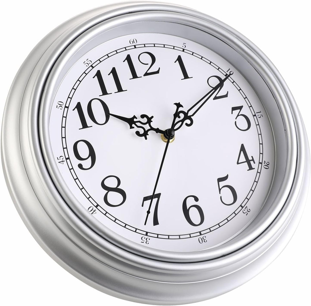 Plumeet Wanduhr Klassisch 25cm Ruhige Retro Wanduhr ohne Tickgeräusche für Wohnzimmer - Schlafzimmer