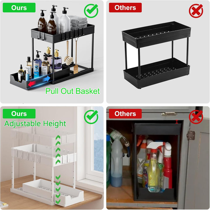 Küchen Organizer - 2 Stück Unter Waschbecken Regal Organizer - Ausziehbares Lagerregal Organizer mit