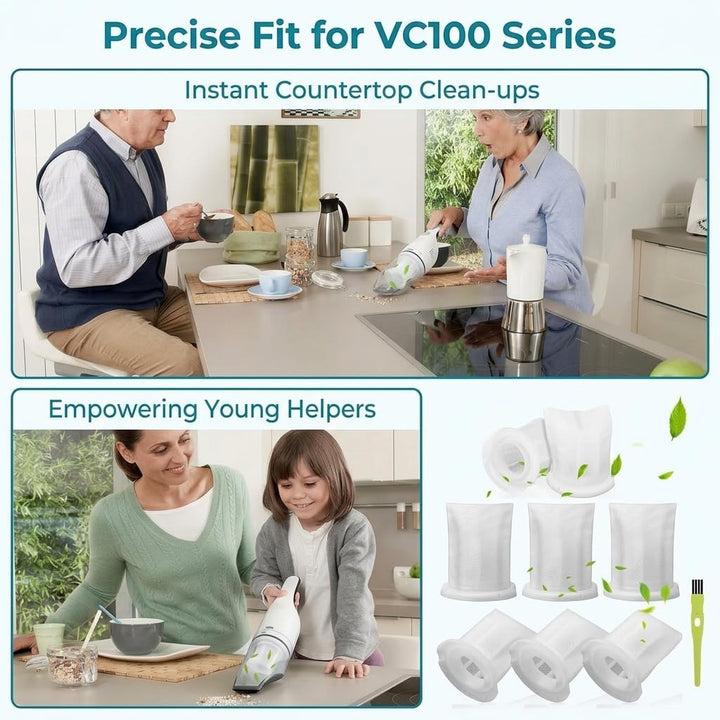 8 Stück Filter für Vorwerk Kobold VC 100 mit 1 Reinigungsbürste, Filter Set Akkusauger Akku Staubsau