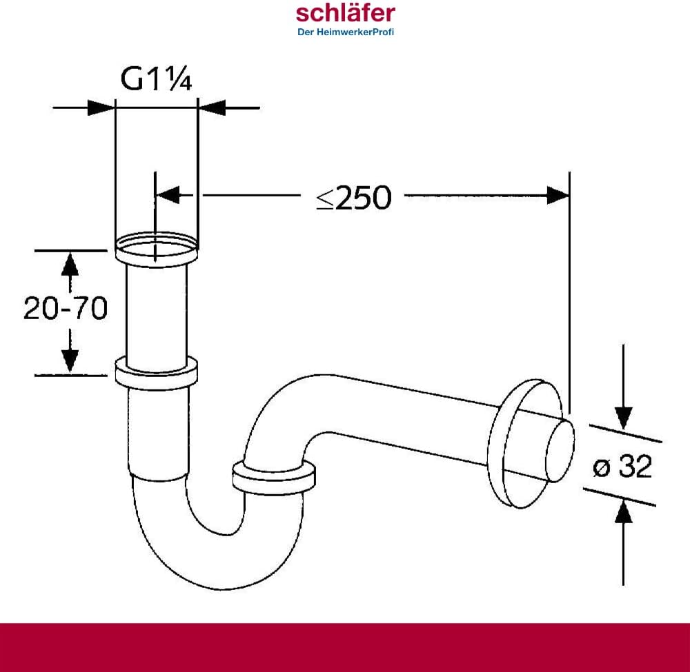 Schläfer 4395101 | S-förmiger Siphon für Waschbecken, Spülbecken und Wäschespüle, Universalanschluss