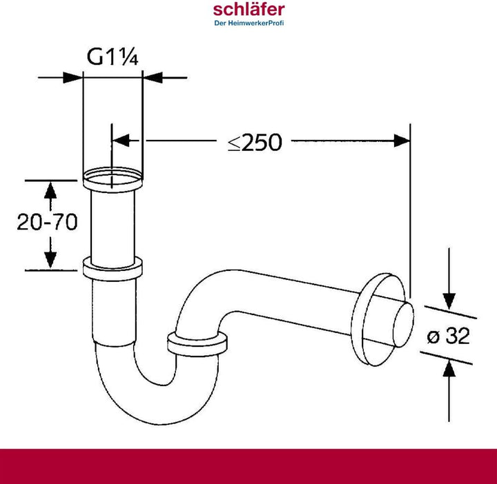 Schläfer 4395101 | S-förmiger Siphon für Waschbecken, Spülbecken und Wäschespüle, Universalanschluss