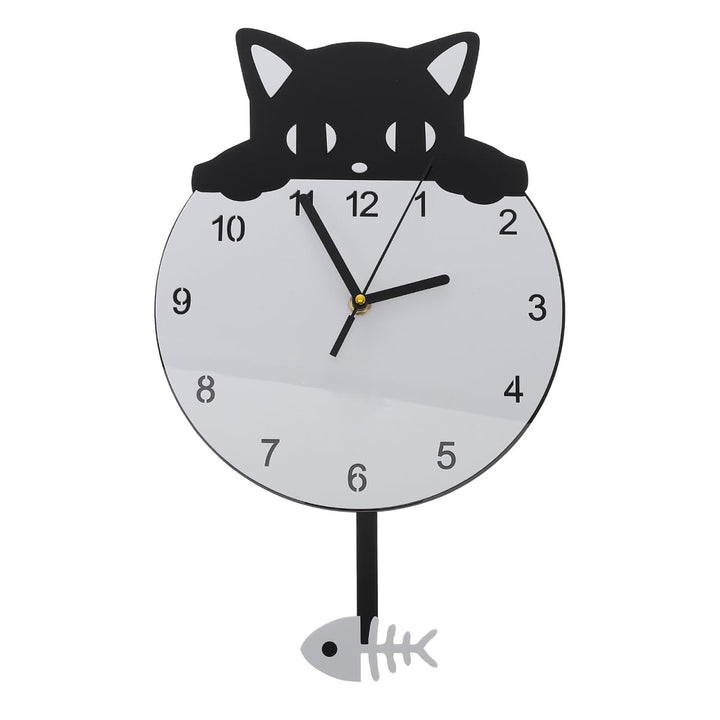 HOMSFOU Wanduhr, rund, Katze, Kätzchen, geräuschlos, dekorative Wanduhr für Kinderzimmer, Schlafzimm