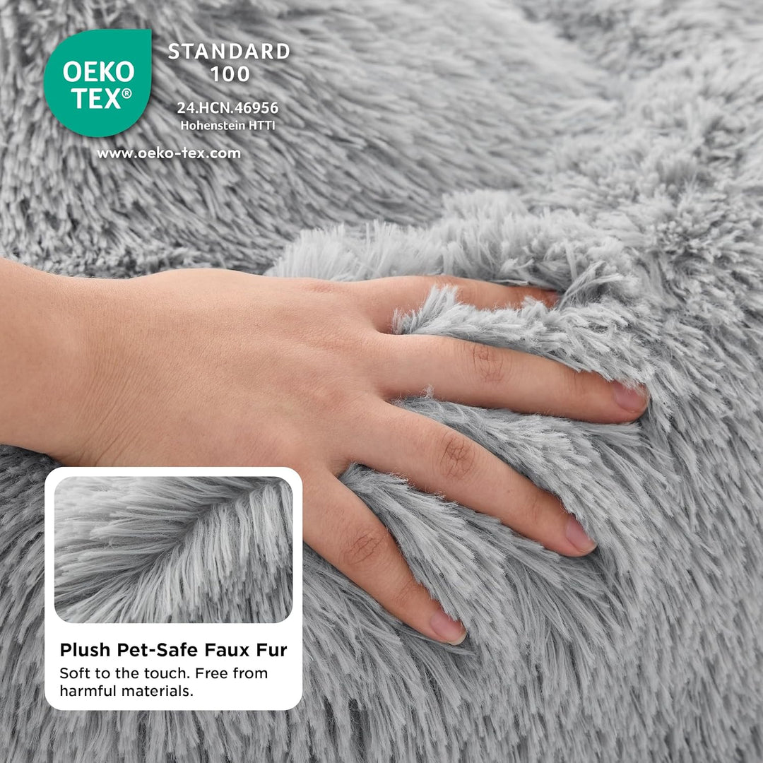 BEDSURE Hundebett waschbar Flauschiges Katzenbett - Ø 70 cm Katzenschlafplatz für Katzen und Hunde,
