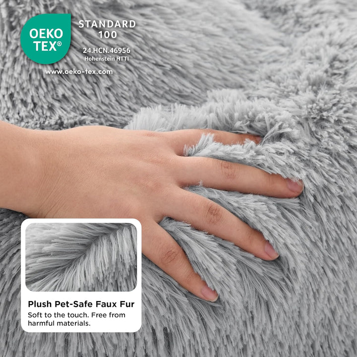 BEDSURE Hundebett waschbar Flauschiges Katzenbett - Ø 70 cm Katzenschlafplatz für Katzen und Hunde,