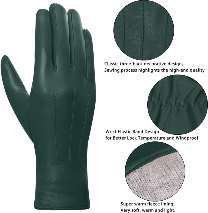 Harssidanzar Damen Lederhandschuhe Winter Warmes Kaschmirfutter Touchscreen Vintage Finished GL017EU