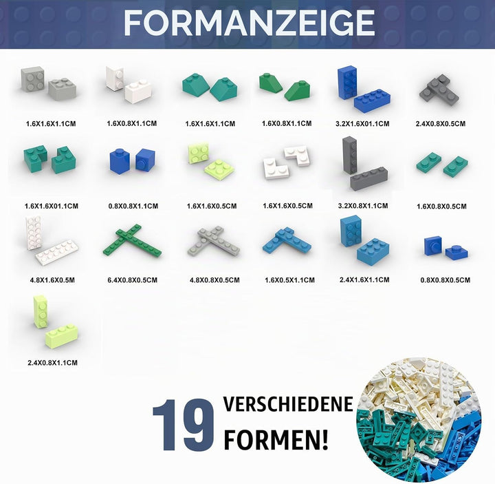 1500 Basic Bausteine Box, Klassische Basis Steine Nachfüllpacks Kompatibel zu Allen Anderen Herstell