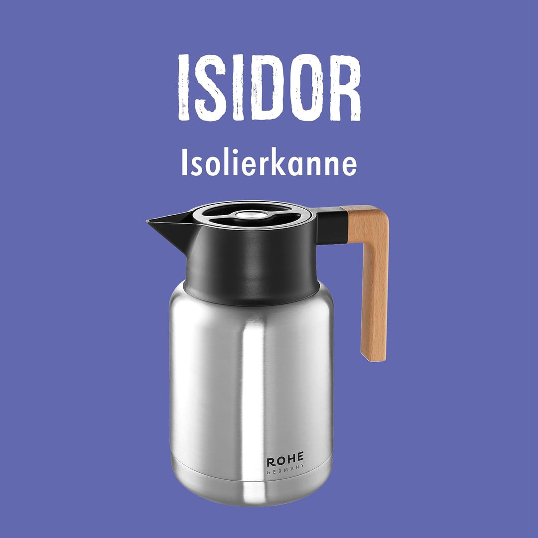 Rohe Isolierkanne Isidor mit einem Volumen von: 1,40 l, 221061-ch Silber, Silber