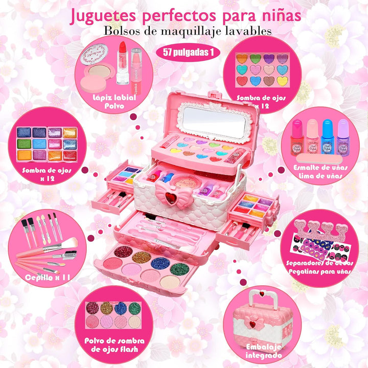 Mrabbitoo Kinderschminke Set Mädchen Schminkkoffer - Waschbar Kinder Make Up Set Schminkset Spielzeu