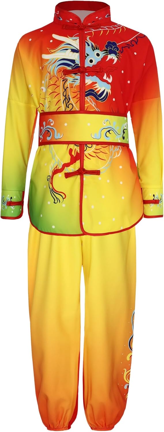 Mufeng Kinder Jungen Tai Chi Uniform Langarm Kung Fu Shirt mit Wushu Hose Chinesisch Kung Fu Wing Ch