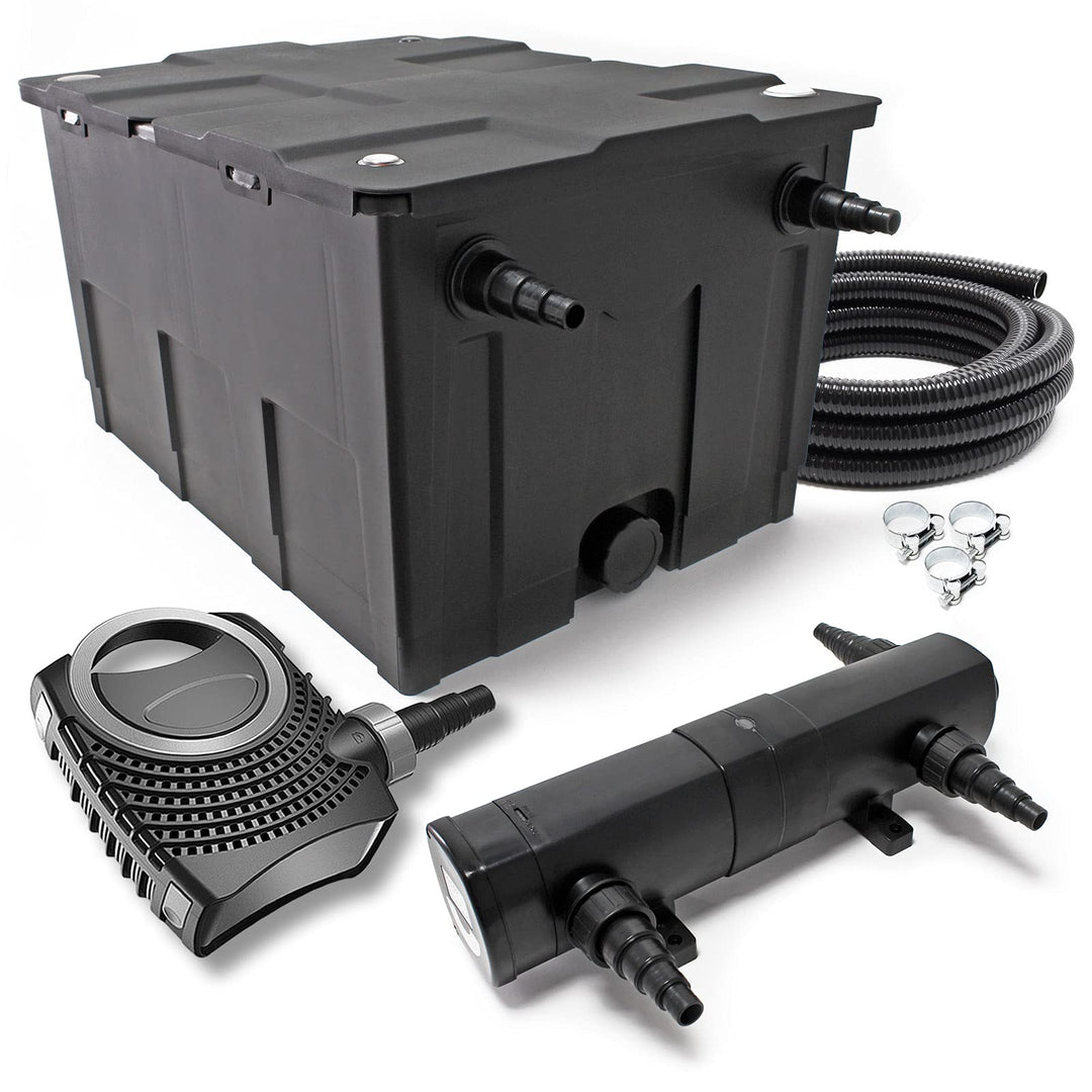 Wiltec Komplettset: CBF-550 Teichfilter bis 60000 L Teichfilteranlage Durchlauffilter, NEO10000 Teic
