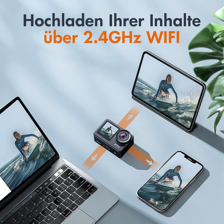 XTU Action Cam 4K30FPS 20MP Ultra HD 2,0 Zoll LCD Touchscreen 40M Unterwasserkamera mit 64GB U3 Spei