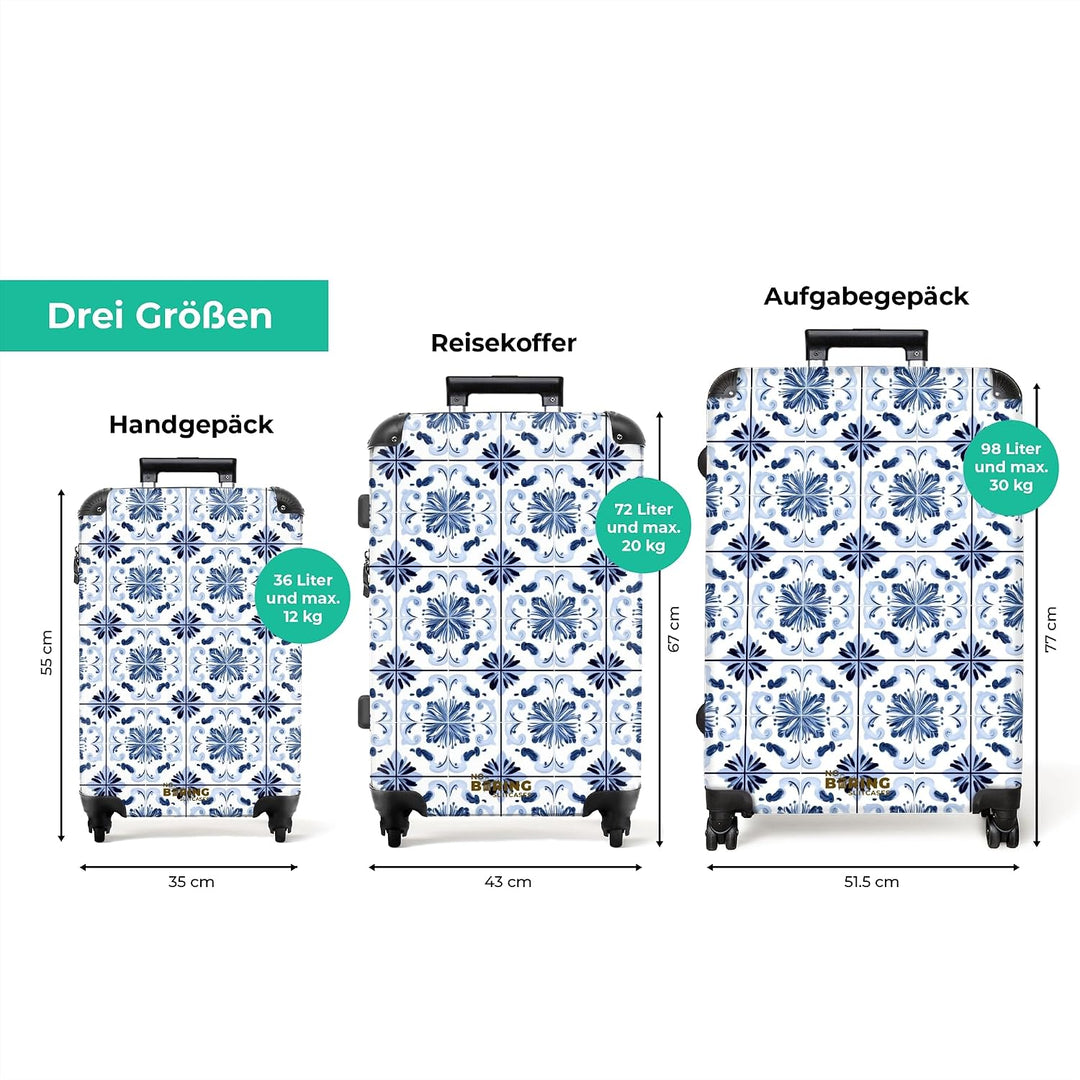 NoBoringSuitcases.com® Koffer XL Gross 77x51.5x28 cm Reisekoffer mit 4 Rollen Leicht Trolley Hartsch
