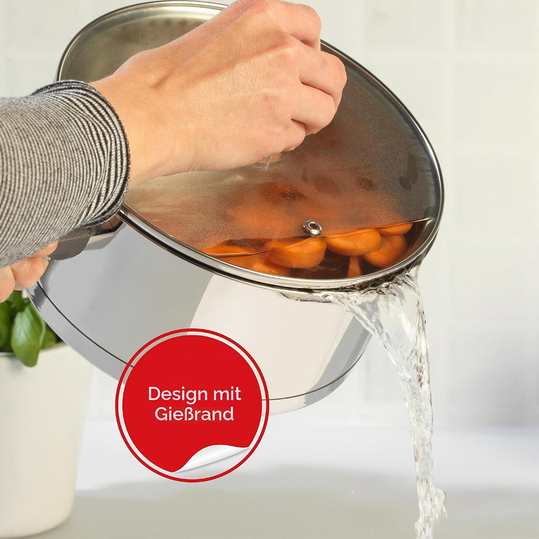 Russell Hobbs RH01164EU Excellence 20cm Stielkasserolle, 2.5L stieltopf mit Glasdeckel, hochglanzpol