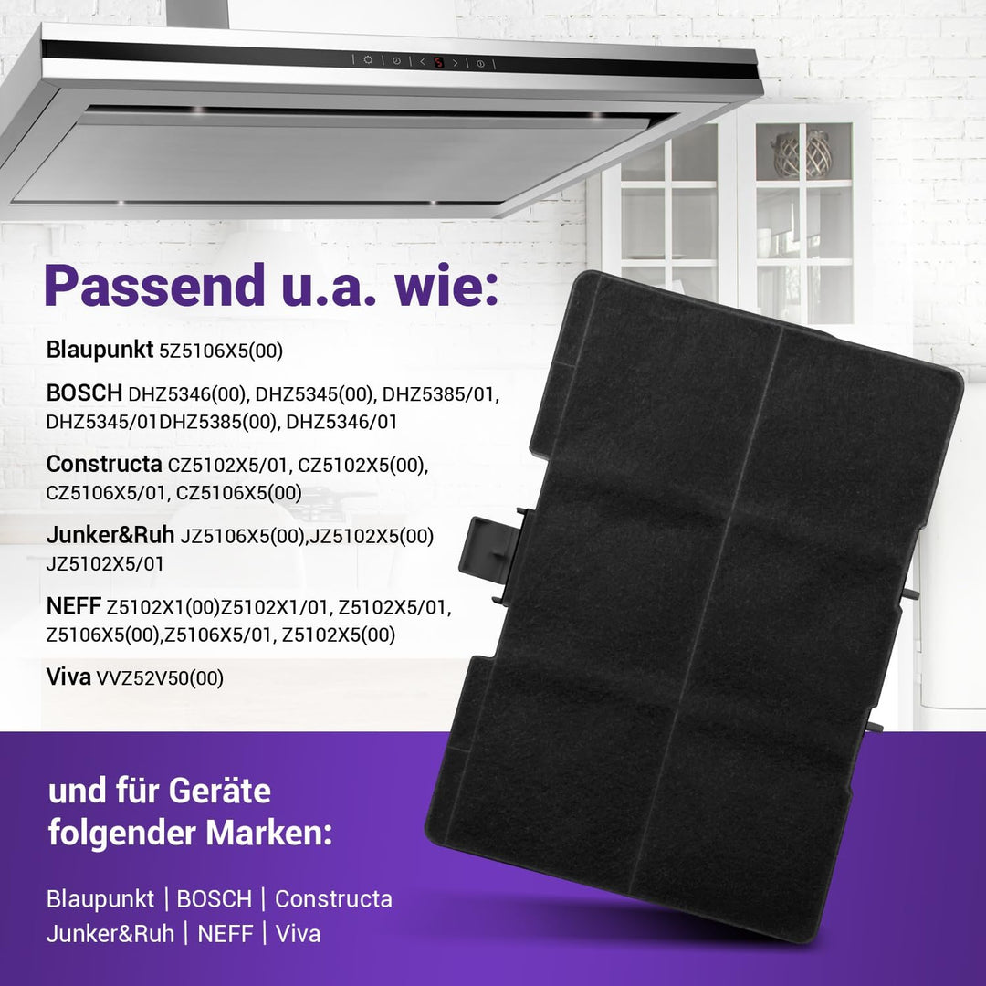 Set 2x Aktivkohlefilter Dunstabzugshaube 317 x 240 x 23 mm Ersatz für Bosch Filter 11026771 00705432