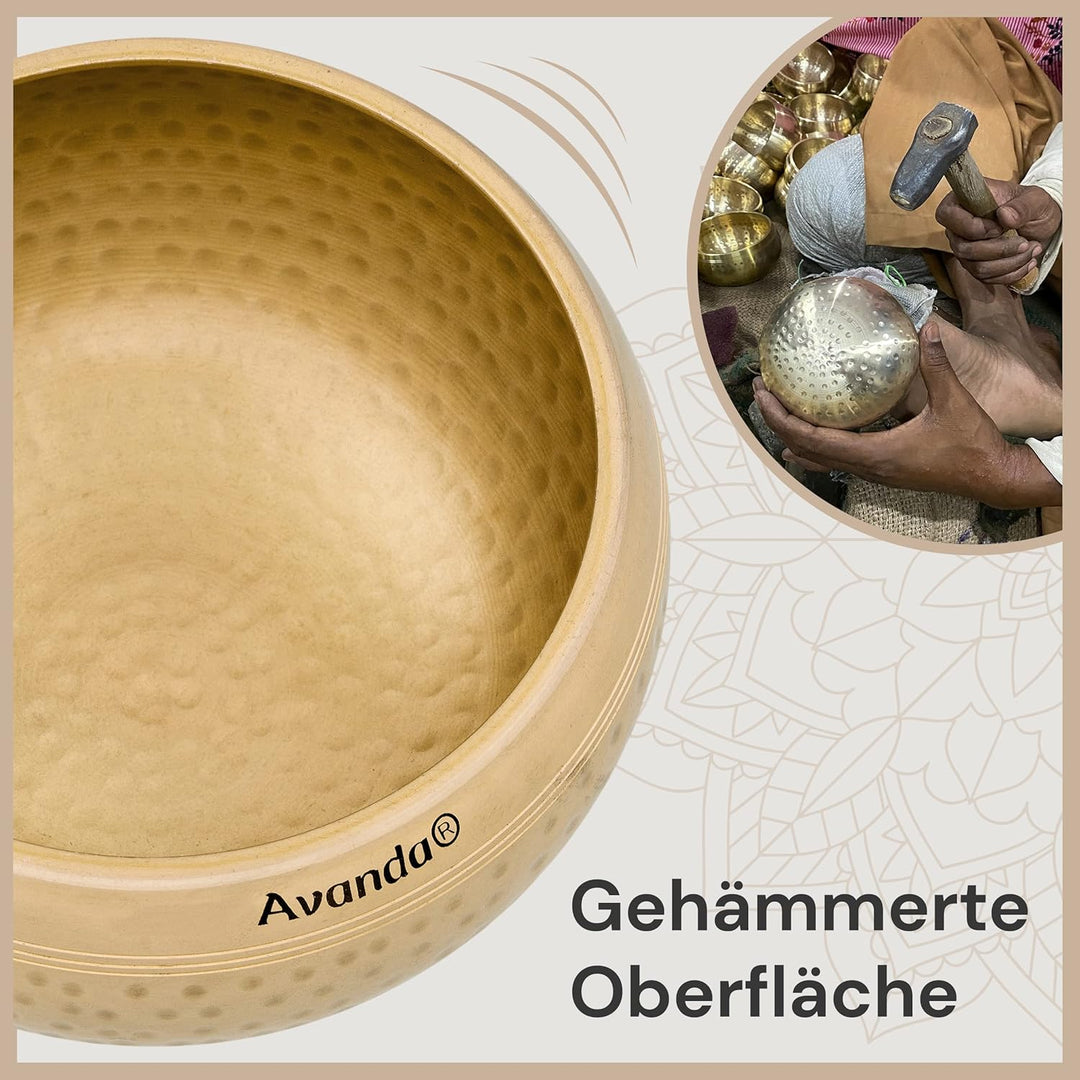 Tibetisches Klangschalen-Set für Yoga, Meditation und Entspannung - gehämmerte Tibetische Klangschal