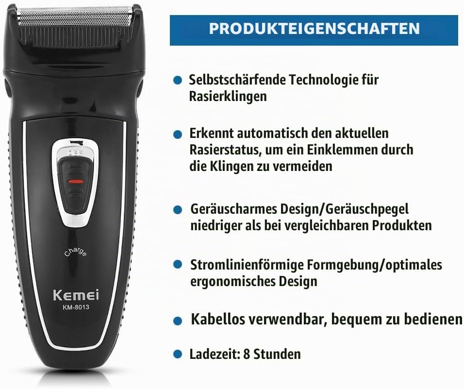 Elektro Herrenrasierer Wiederaufladbar mit Ladeanzeige und Precision Cut Technologie | Barttrimmer f