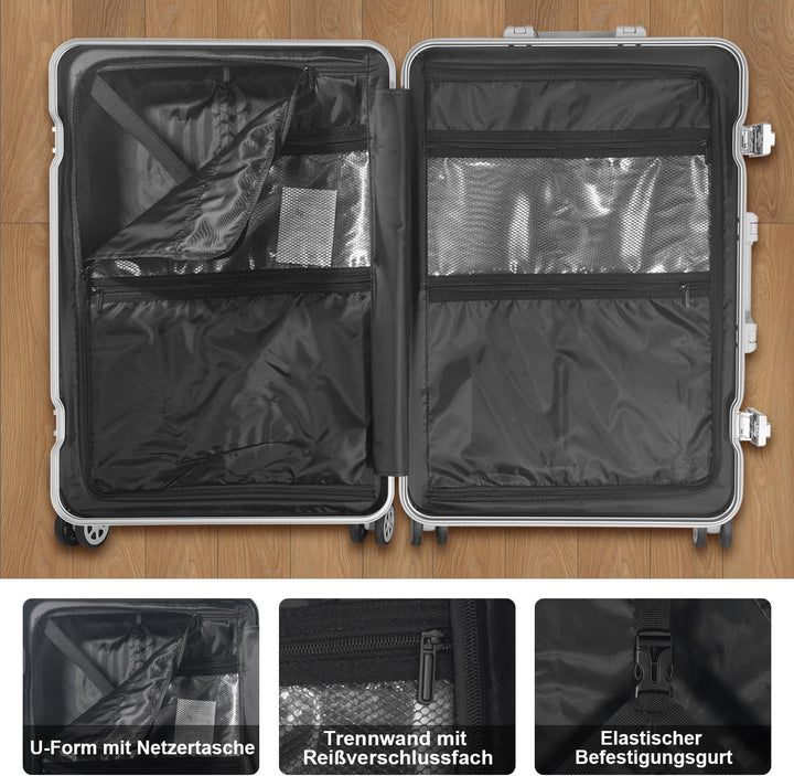 FusionShell mit Aluminiumrahmen Hartschalen-Kofferset 3-teilig, 57 68 77 cm (43L 65L 110L), Rahmenve