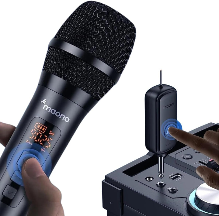 Maono WM760 A2 - Drahtloses Mikrofonsystem mit 2 Mikrofonen und Empfänger, schwarz