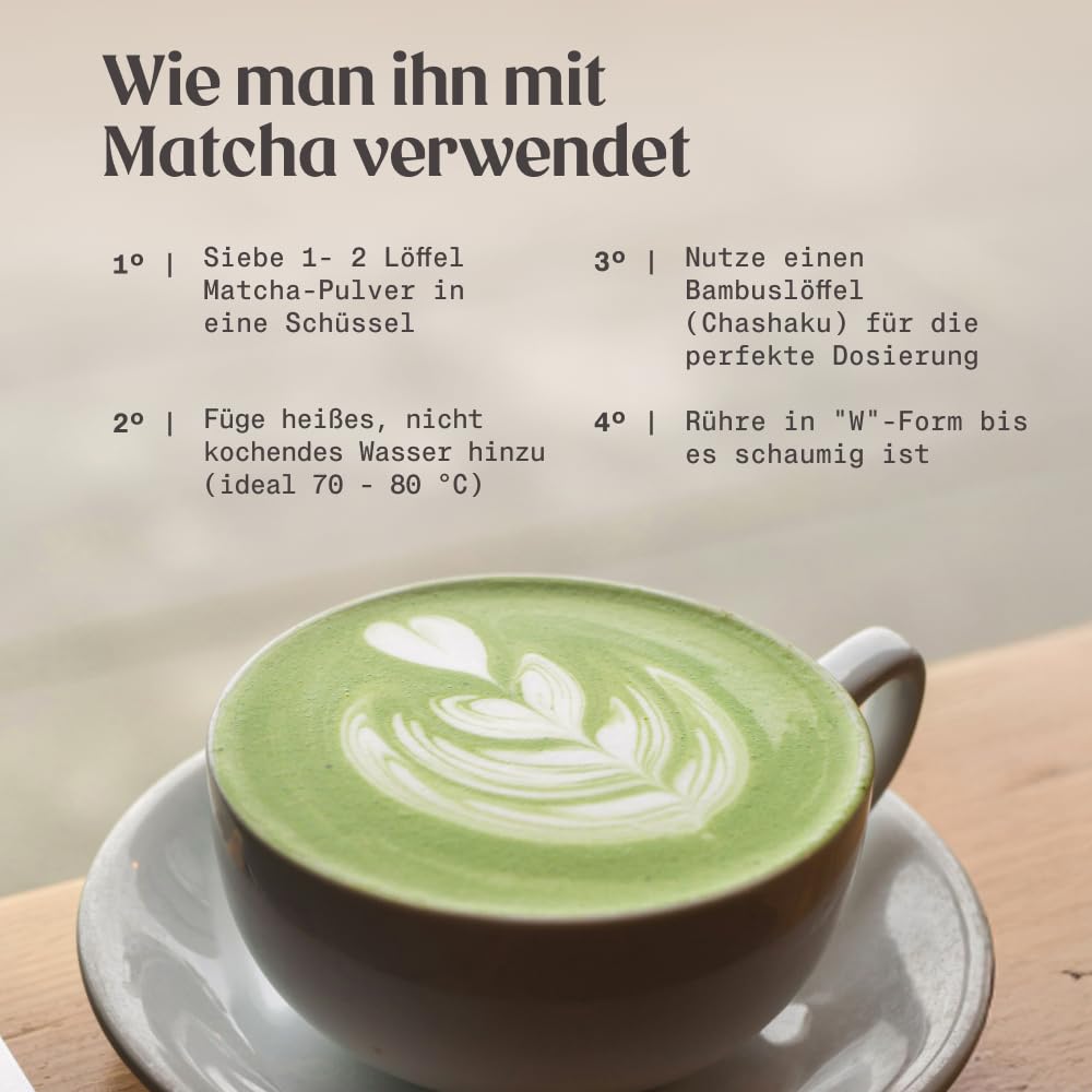 NaturaleBio Matcha Bambusbesen. Traditioneller Bambus-Chasen. 100% natürlicher Bambus, robust und na